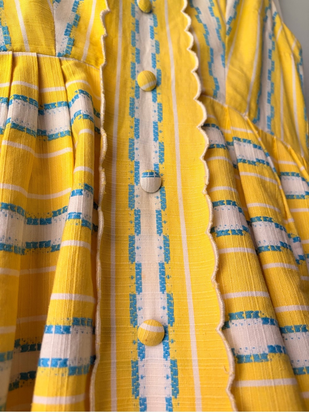 Vintage Sunny Yellow Striped Button-Front Maxi Dress - Picture 4 of 5